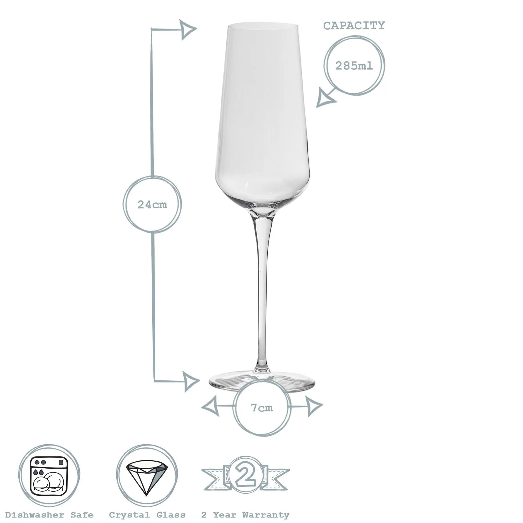 285ml Inalto Uno Champagne Flutes - Pack of Six - By Bormioli Rocco