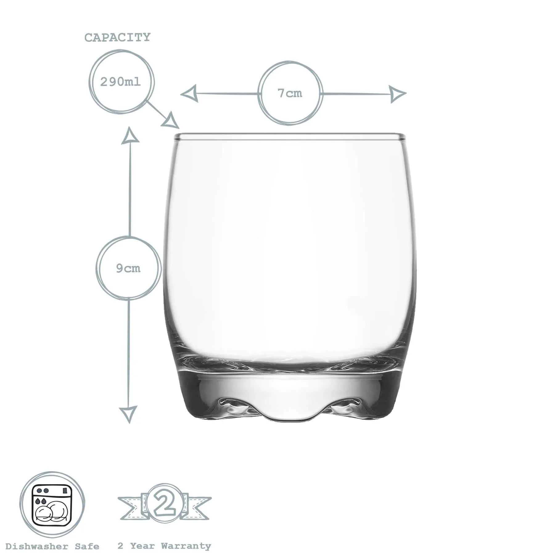 290ml Adora Whisky Glasses - Pack of Six - By LAV