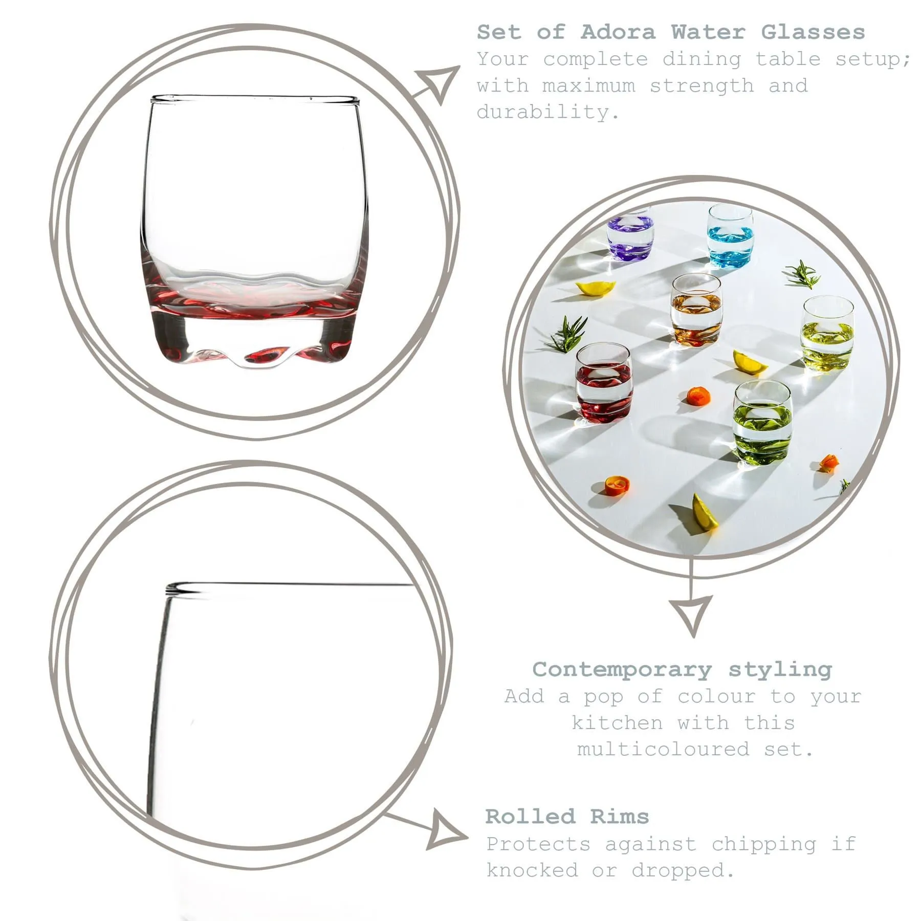 290ml Adora Whisky Glasses - Pack of Six - By LAV