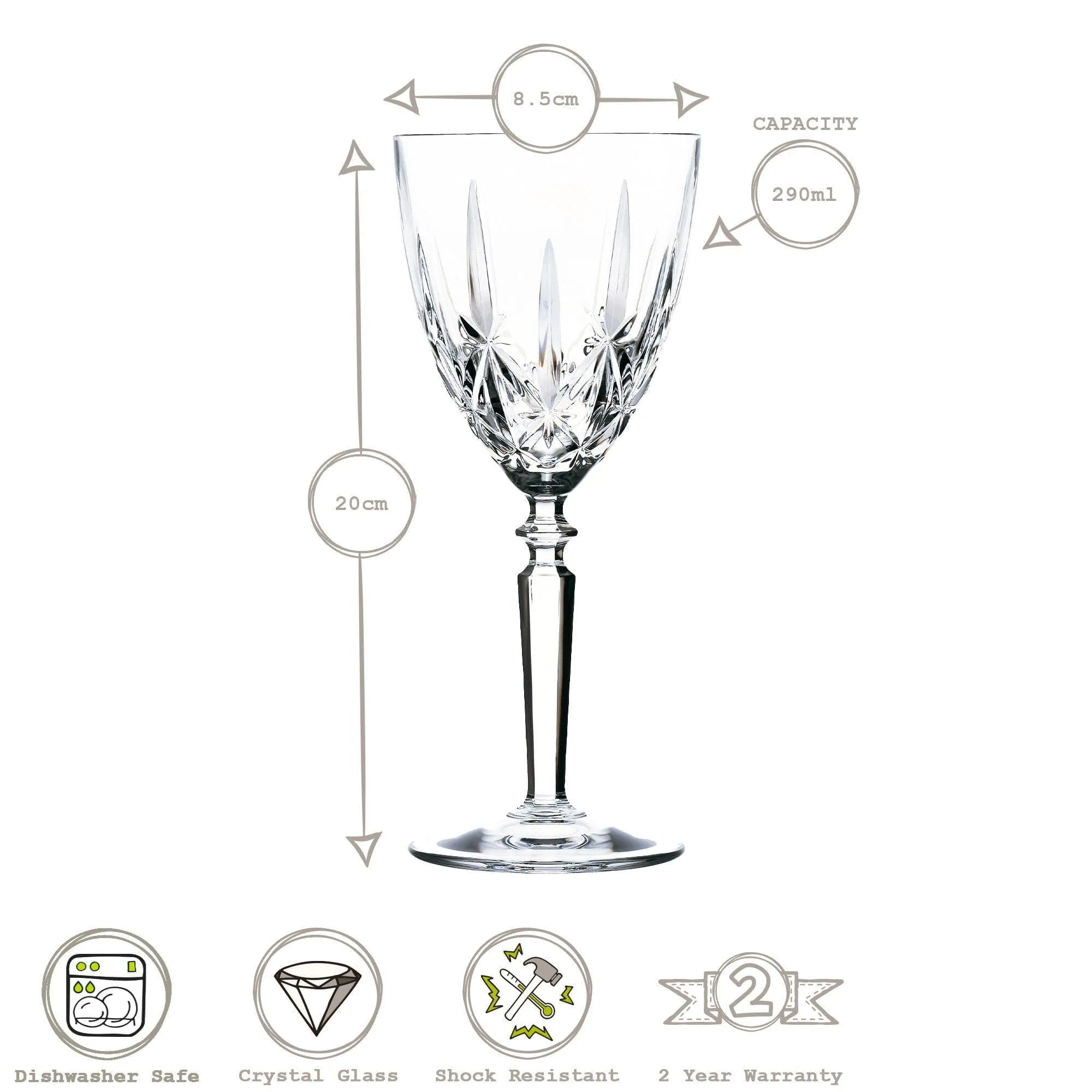 290ml Orchestra Wine Glasses - Pack of Six - By RCR Crystal