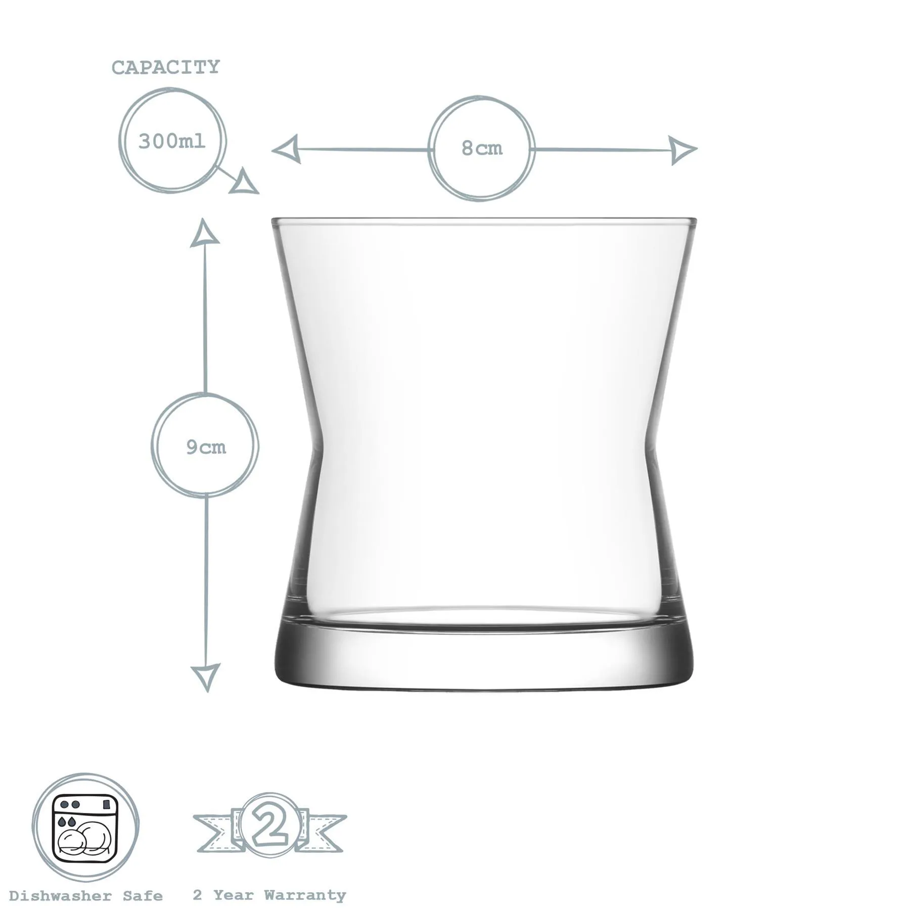 300ml Derin Whisky Glasses - Pack of Six - By LAV