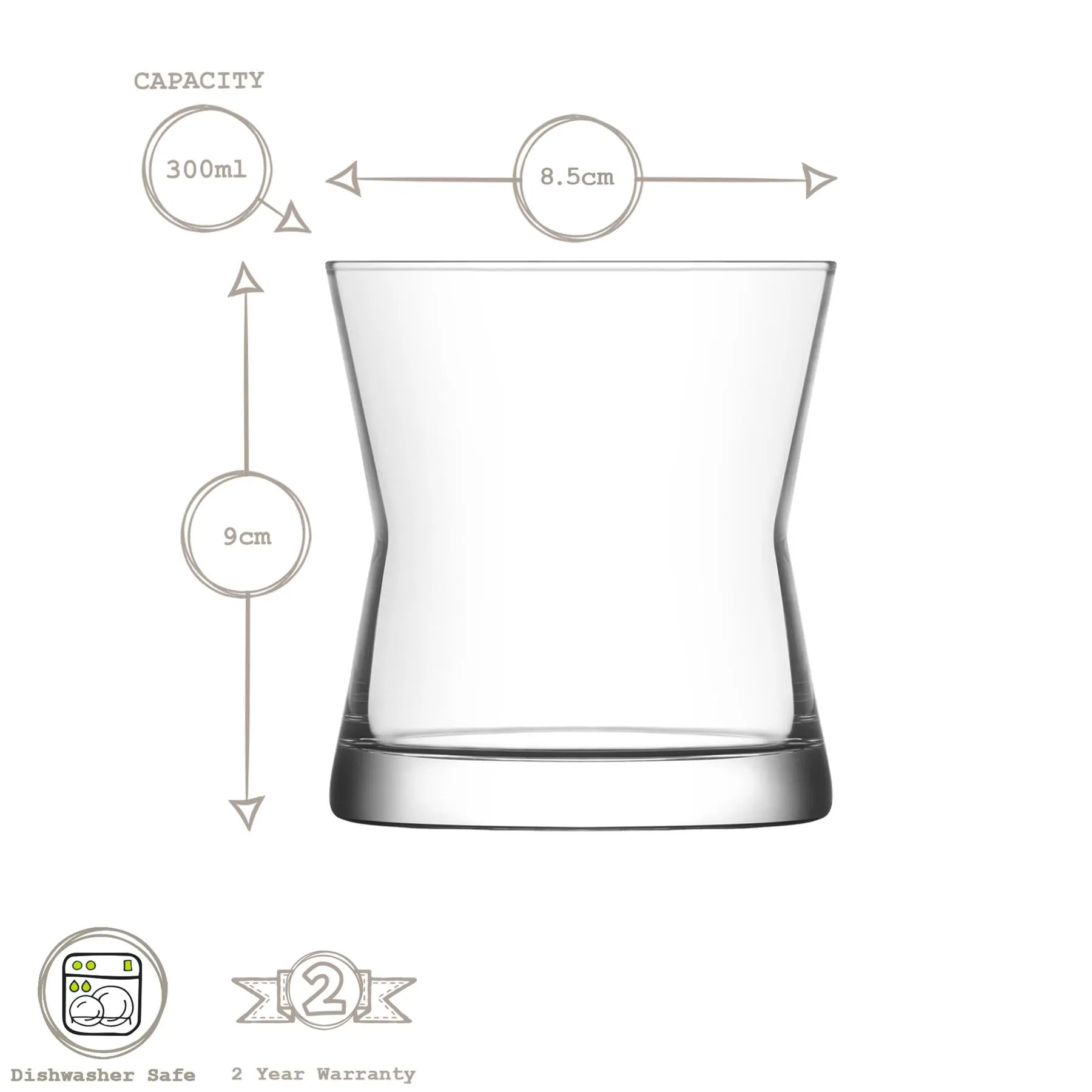 300ml Derin Whisky Glasses - Pack of Six - By LAV