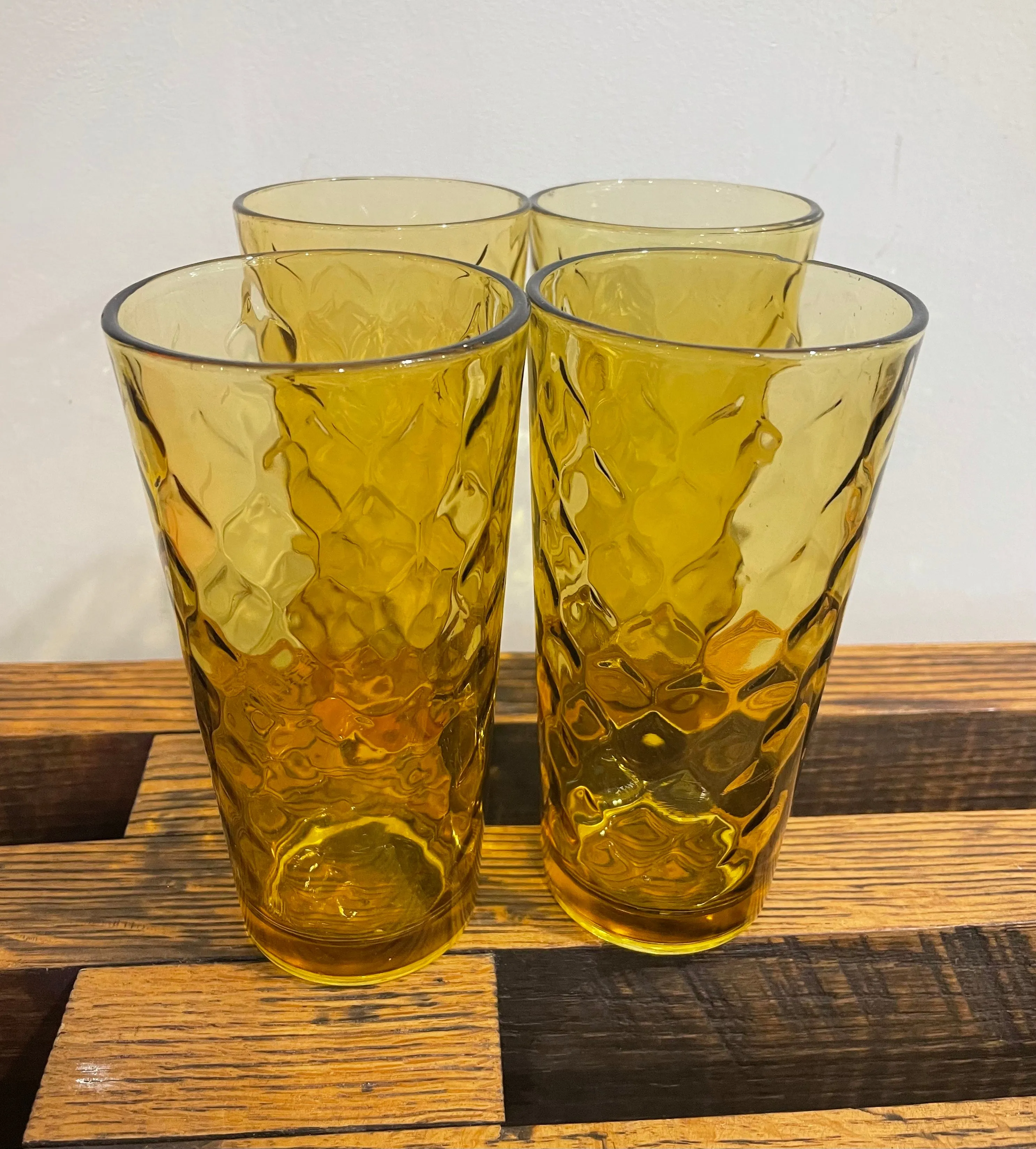 4 Amber Tall Glasses