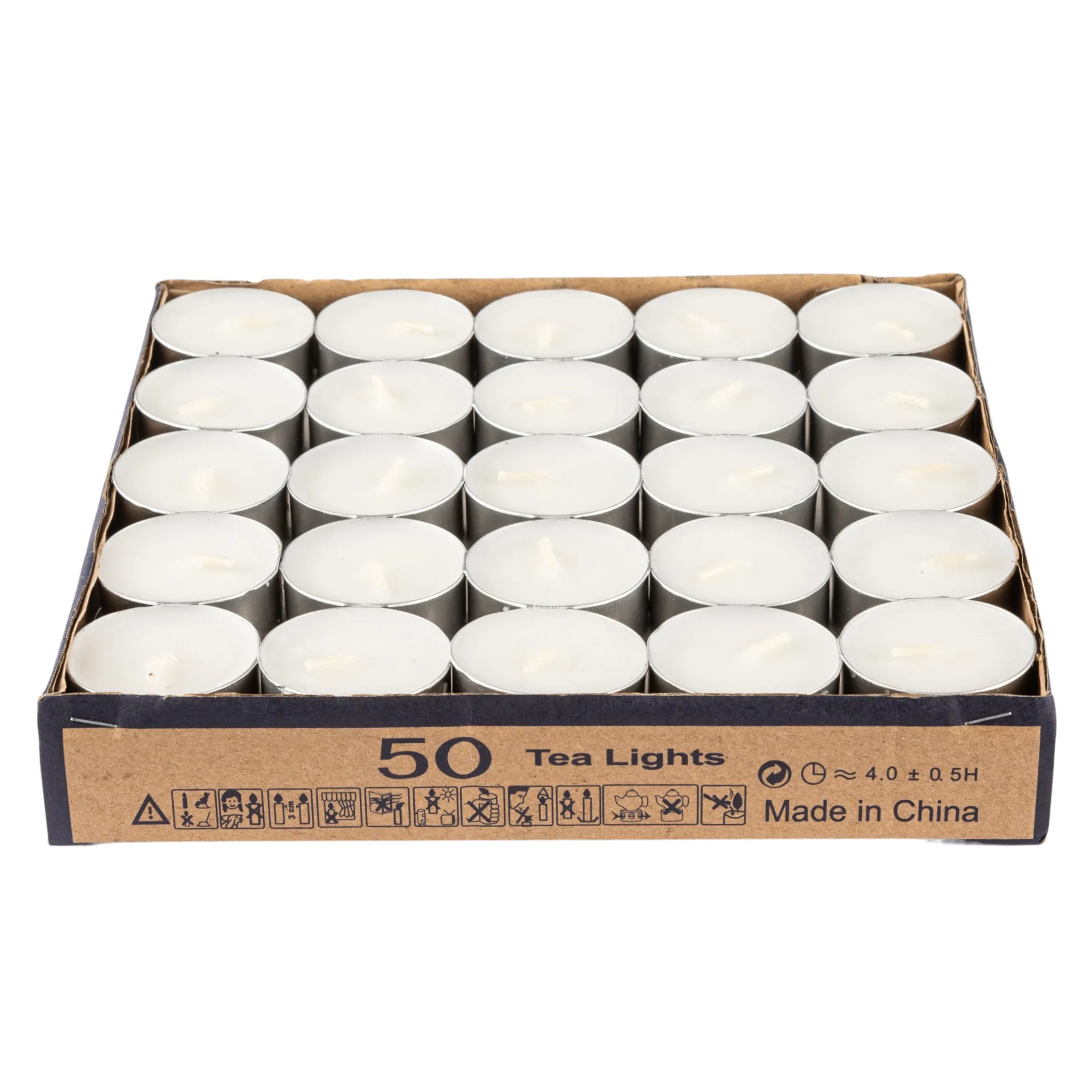 50 pcs/pk Tea Light Candles - White