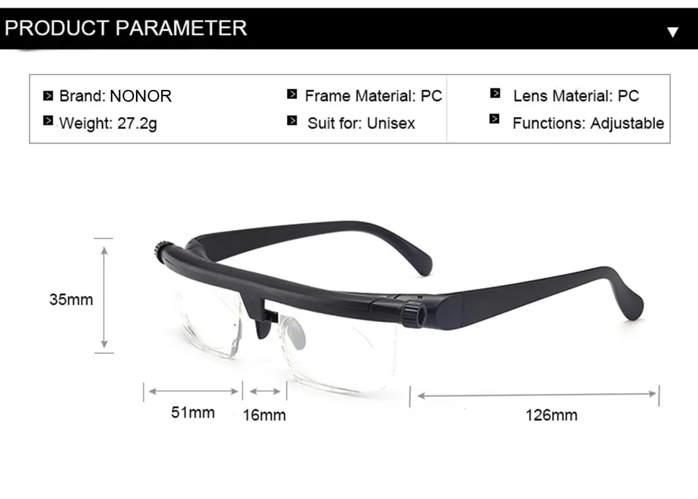 ADJUSTABLE FOCUS GLASSES DIAL VISION NEAR AND FAR SIGHT