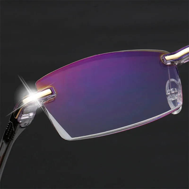 Ahora Unisex Rimless Square Alloy Anti Blue Light Reading Glasses