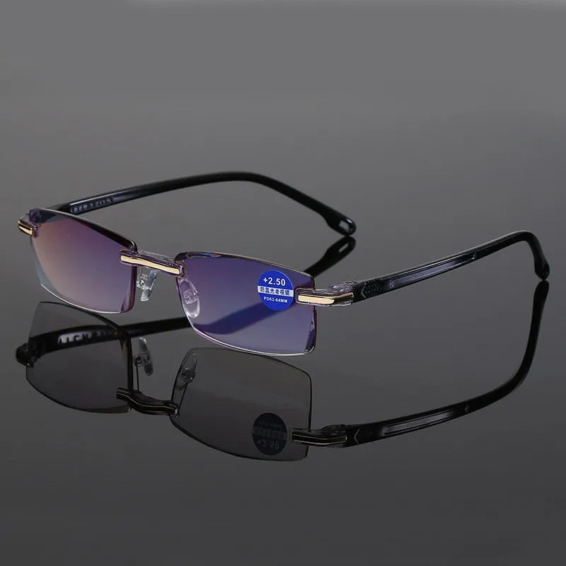 Ahora Unisex Rimless Square Alloy Anti Blue Light Reading Glasses