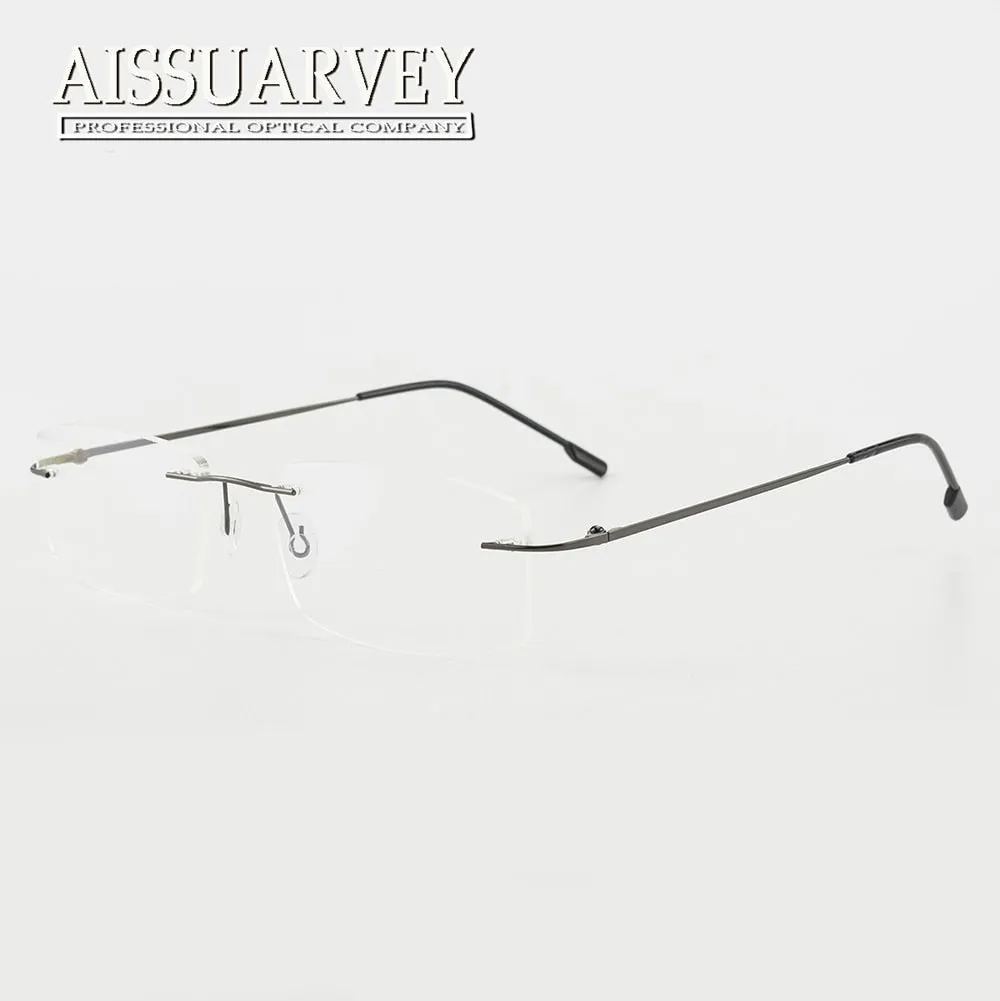 Aissuarvey Men's Rectangular Rimless Titanium Alloy Frame Eyeglasses As858