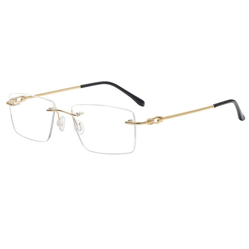 Aissuarvey Rimless Rectangular Lens Titanium Frame Men's Eyeglasses