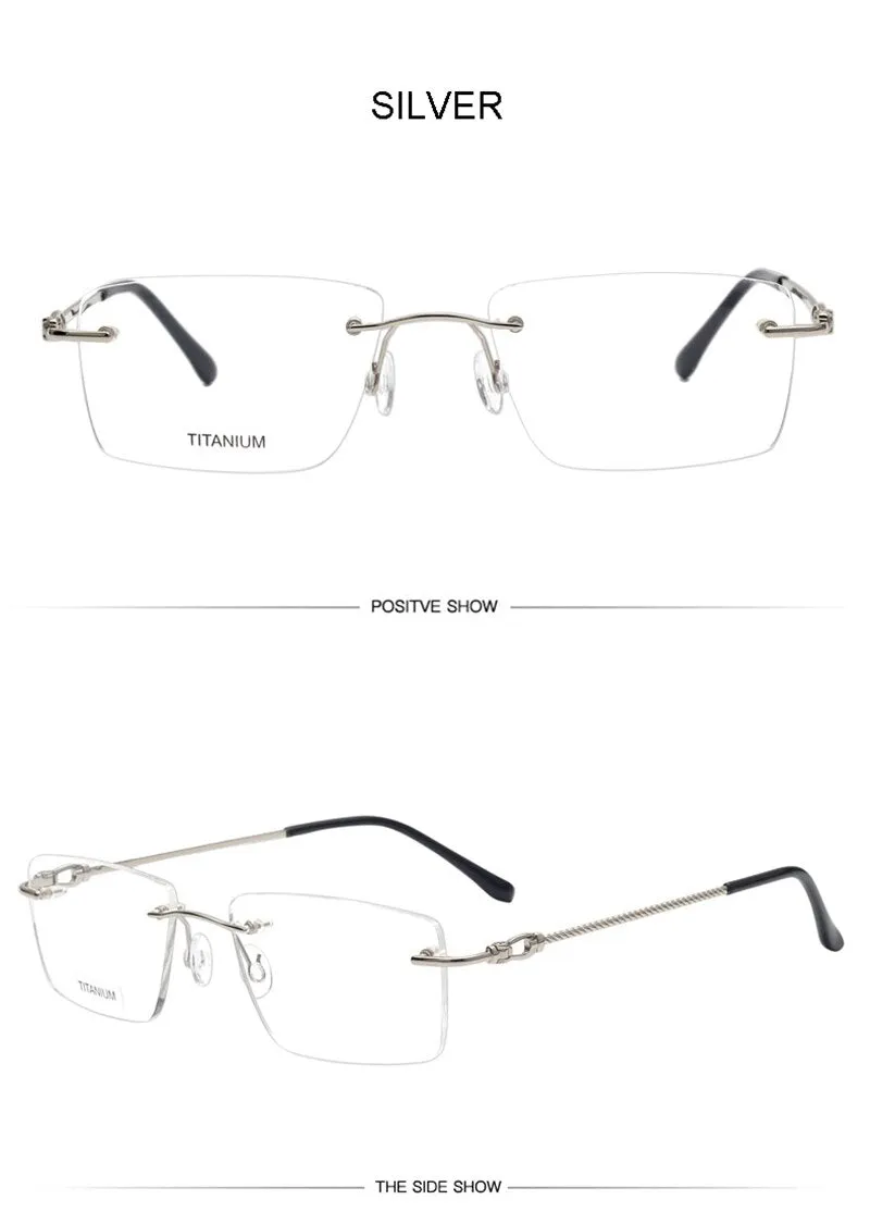 Aissuarvey Rimless Rectangular Lens Titanium Frame Men's Eyeglasses