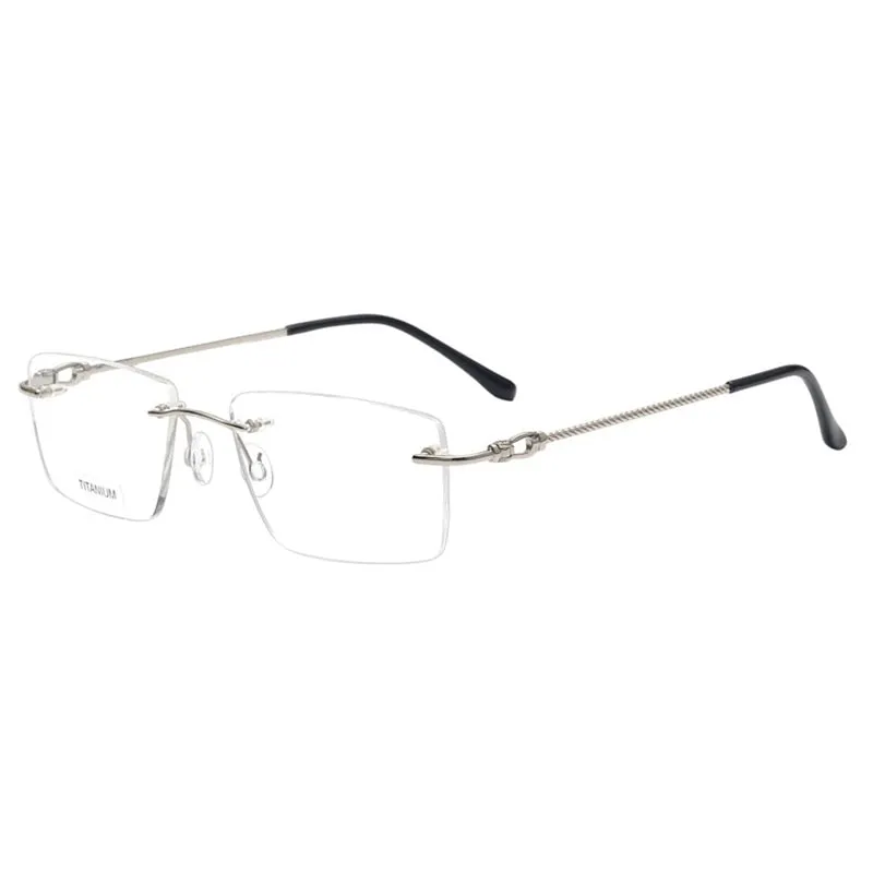 Aissuarvey Rimless Rectangular Lens Titanium Frame Men's Eyeglasses