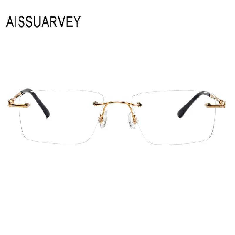 Aissuarvey Rimless Rectangular Lens Titanium Frame Men's Eyeglasses