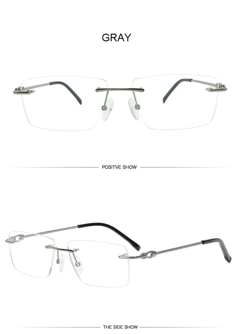 Aissuarvey Rimless Rectangular Lens Titanium Frame Men's Eyeglasses