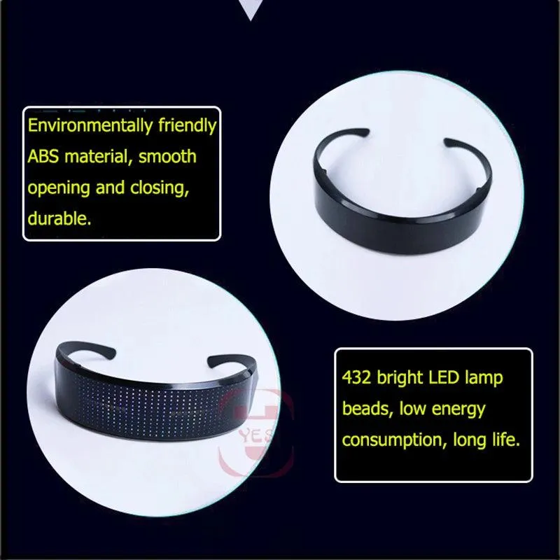 App Bluetooth Led Party Glasses Customized Languages Luminous Eyewear