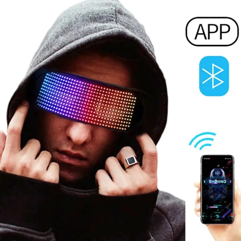 App Bluetooth Led Party Glasses Customized Languages Luminous Eyewear