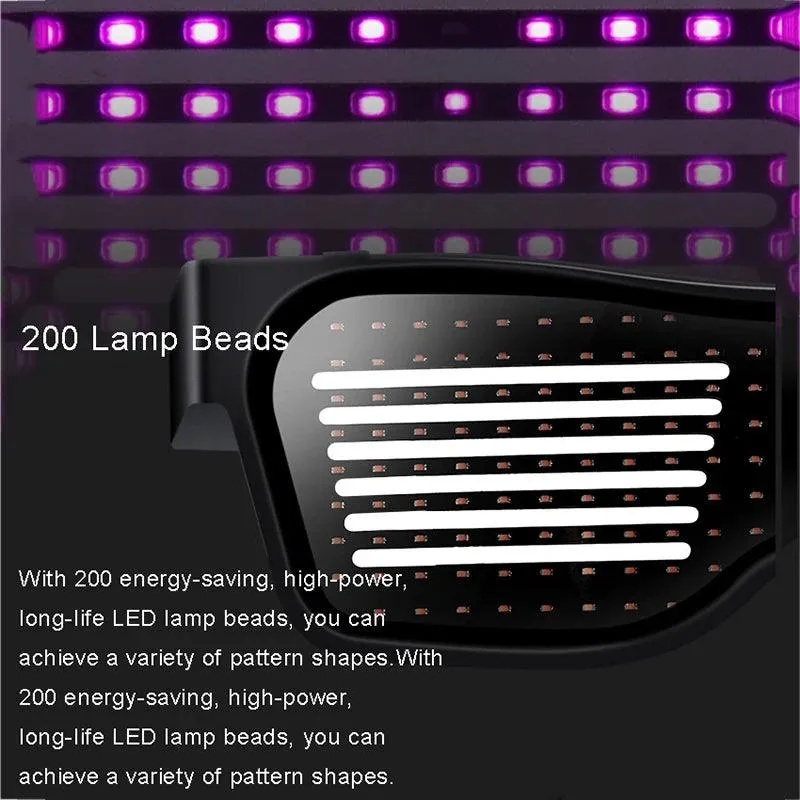 App Bluetooth Led Party Glasses Customized Languages Luminous Eyewear