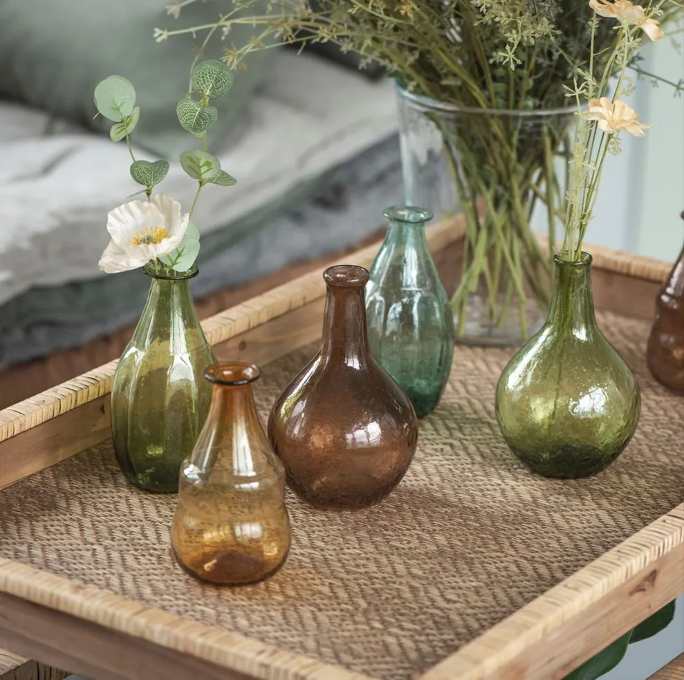 Bamboo and Wood Side Table with One Shelf