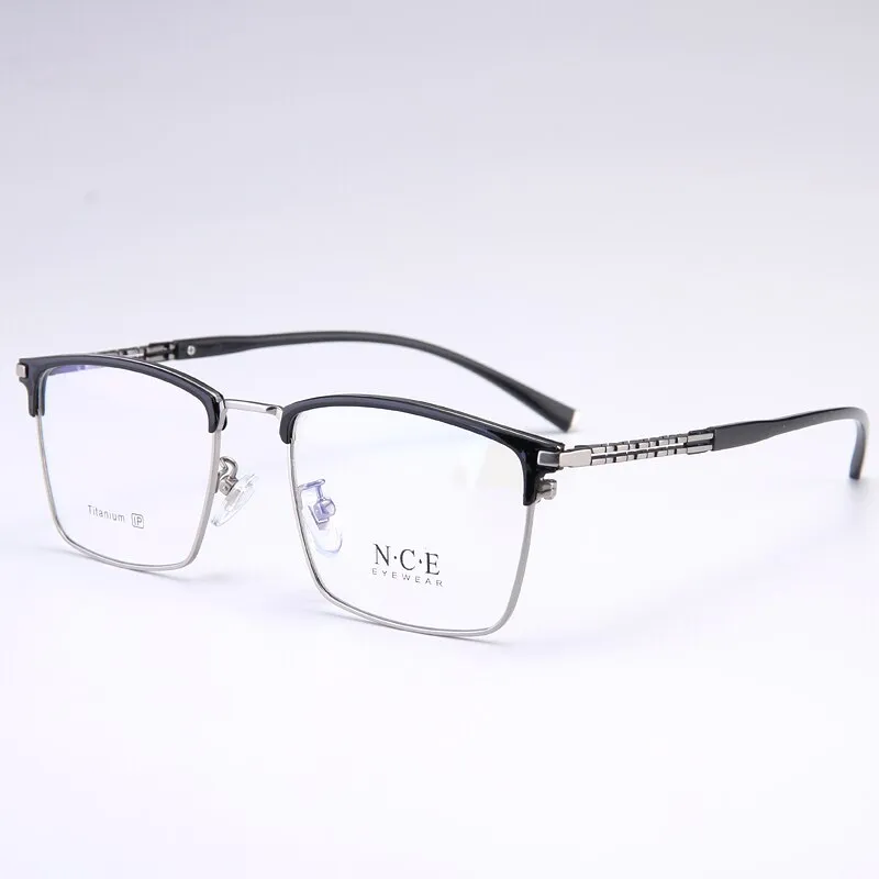 Bclear Men's Full Rim Square Titanium Frame Eyeglasses My8622