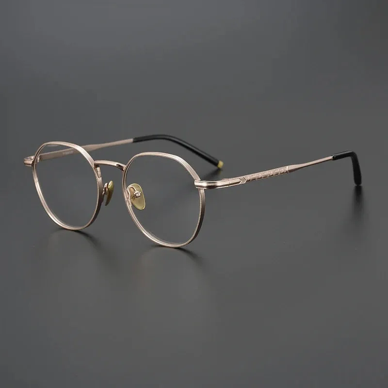 Black Mask Unisex Full Rim Titanium Round Eyeglasses 13850