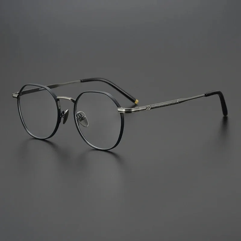 Black Mask Unisex Full Rim Titanium Round Eyeglasses 13850