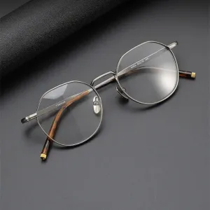 Black Mask Unisex Full Rim Titanium Round Eyeglasses 13850