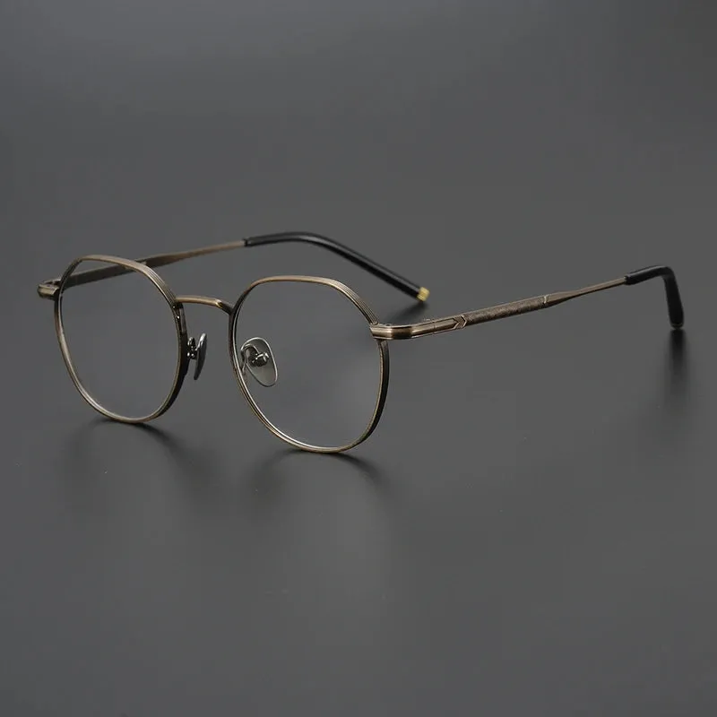 Black Mask Unisex Full Rim Titanium Round Eyeglasses 13850