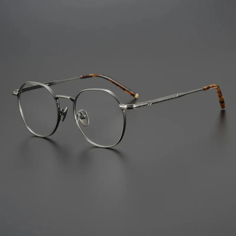 Black Mask Unisex Full Rim Titanium Round Eyeglasses 13850