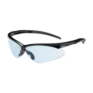 Bouton Optical 250-28-0003 Semi-Rimless Safety Glasses with Black Frame, Light Blue Lens and Anti-Scratch Coating