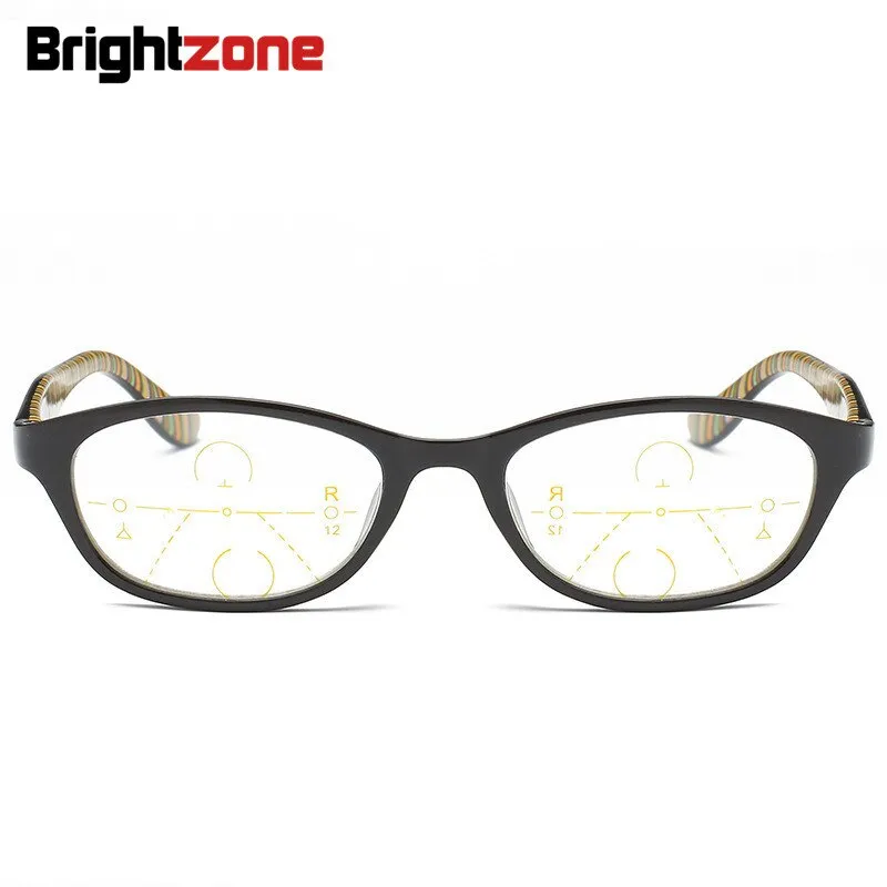 Brightzone Unisex Full Rim Oval Tr 90 Titanium Progressive Reading Glasses