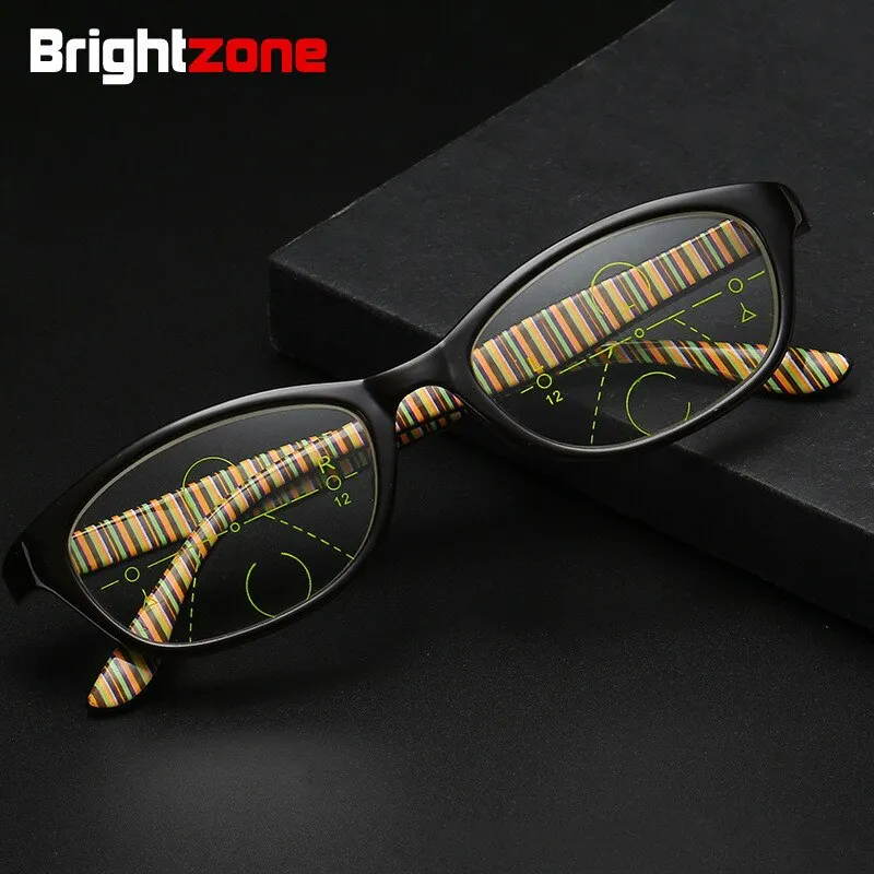 Brightzone Unisex Full Rim Oval Tr 90 Titanium Progressive Reading Glasses