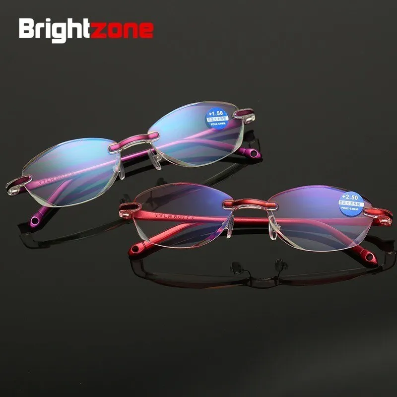 Brightzone Women's Rimless Square Alloy Reading Glasses C856