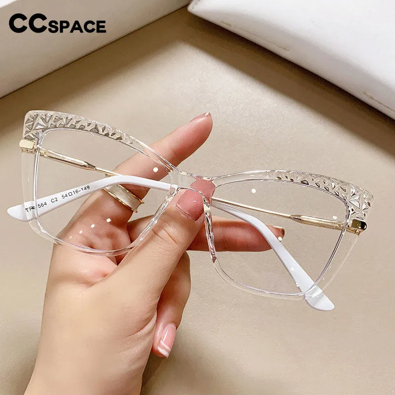 CCspace Unisex Full Rim Cat Eye Tr 90 Titanium Reading Glasses R53355