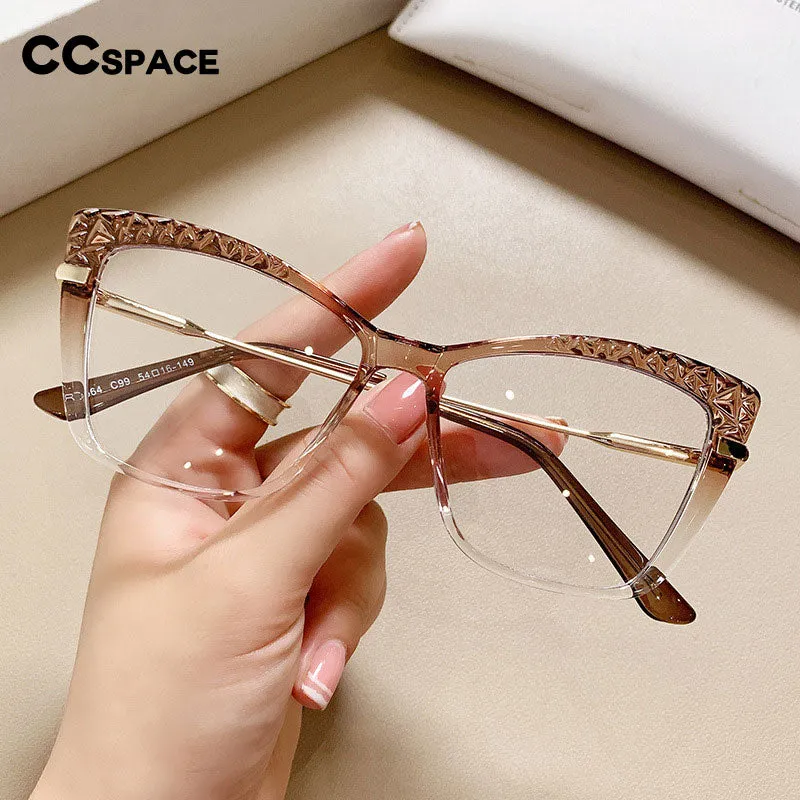 CCspace Unisex Full Rim Cat Eye Tr 90 Titanium Reading Glasses R53355