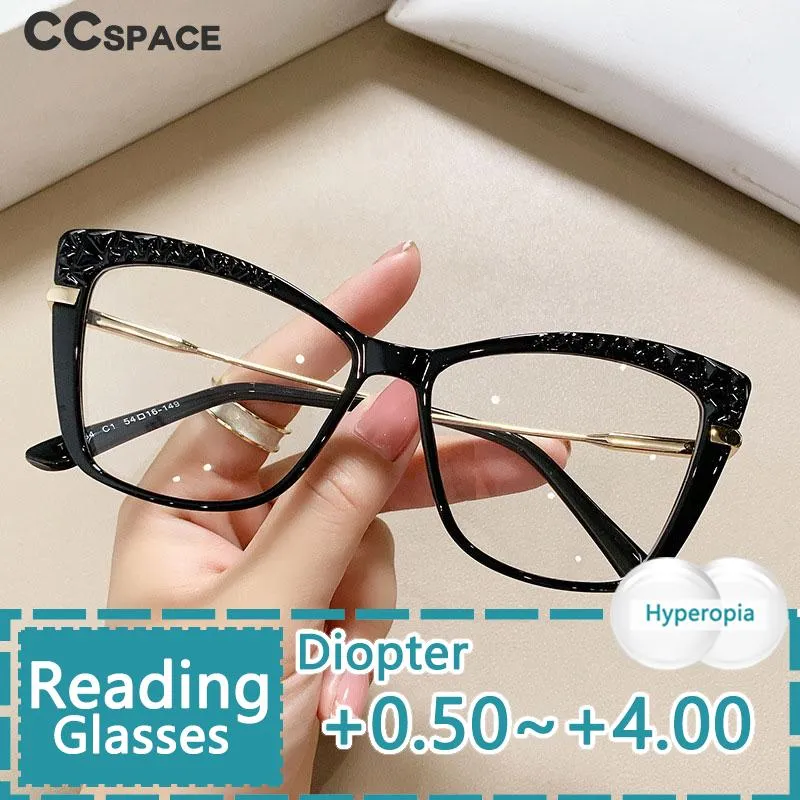 CCspace Unisex Full Rim Cat Eye Tr 90 Titanium Reading Glasses R53355