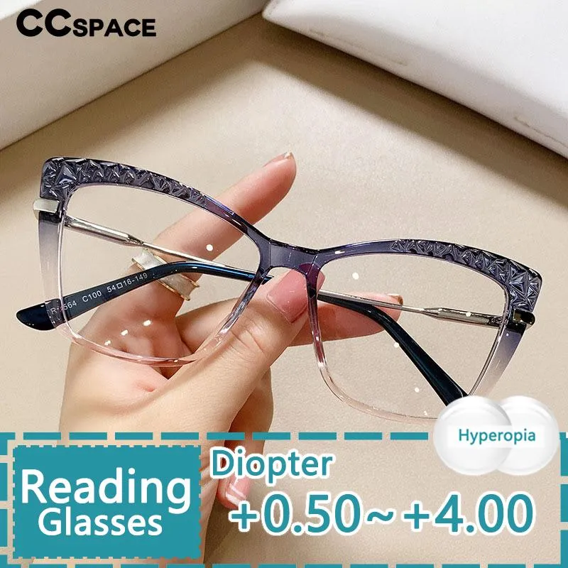 CCspace Unisex Full Rim Cat Eye Tr 90 Titanium Reading Glasses R53355