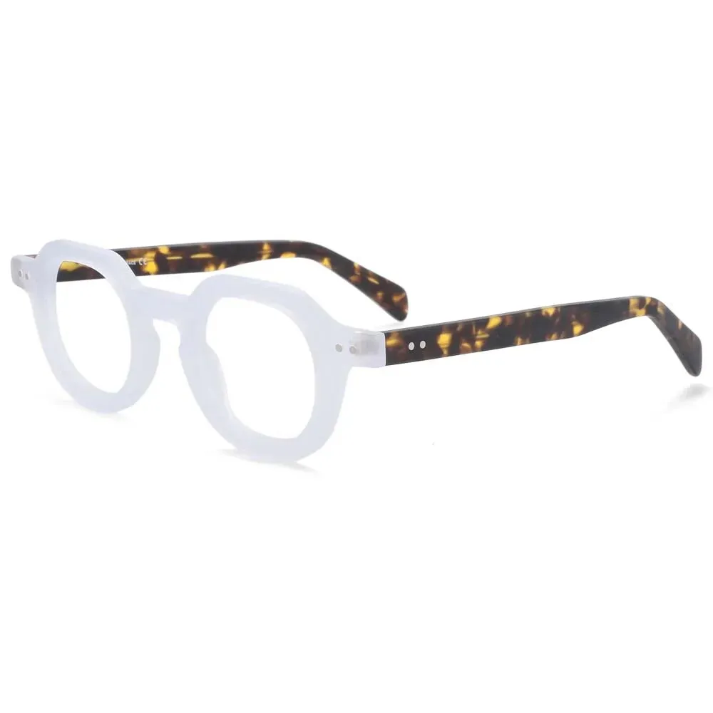 CCspace Unisex Full Rim Flat Top Round Acetate Reading Glasses R49875