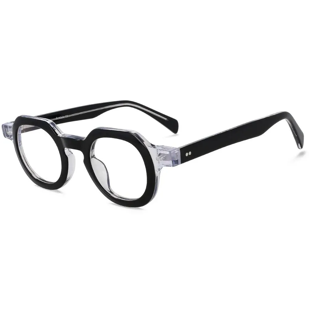 CCspace Unisex Full Rim Flat Top Round Acetate Reading Glasses R49875