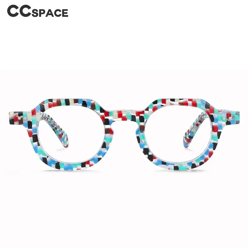 CCspace Unisex Full Rim Flat Top Round Acetate Reading Glasses R49875