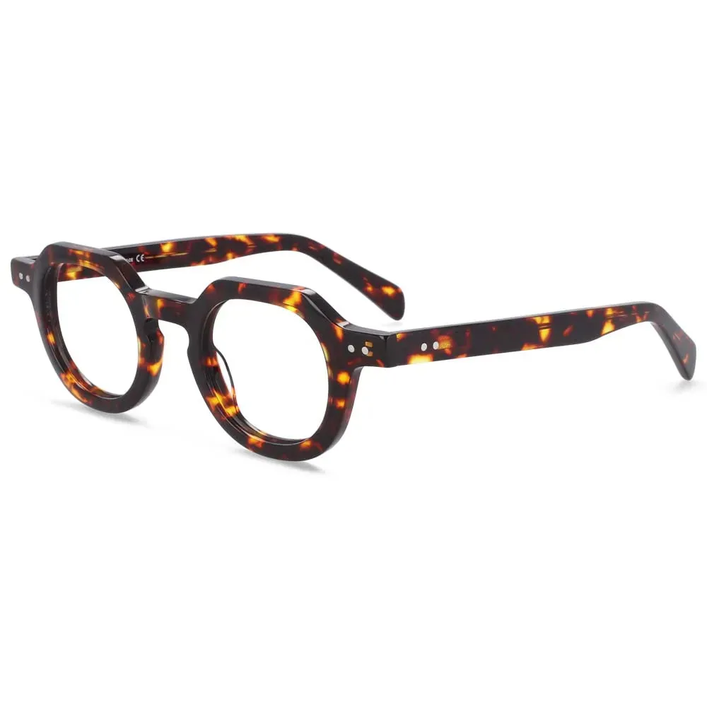 CCspace Unisex Full Rim Flat Top Round Acetate Reading Glasses R49875