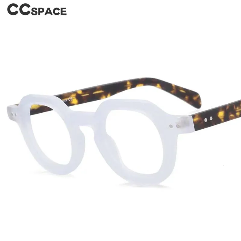 CCspace Unisex Full Rim Flat Top Round Acetate Reading Glasses R49875