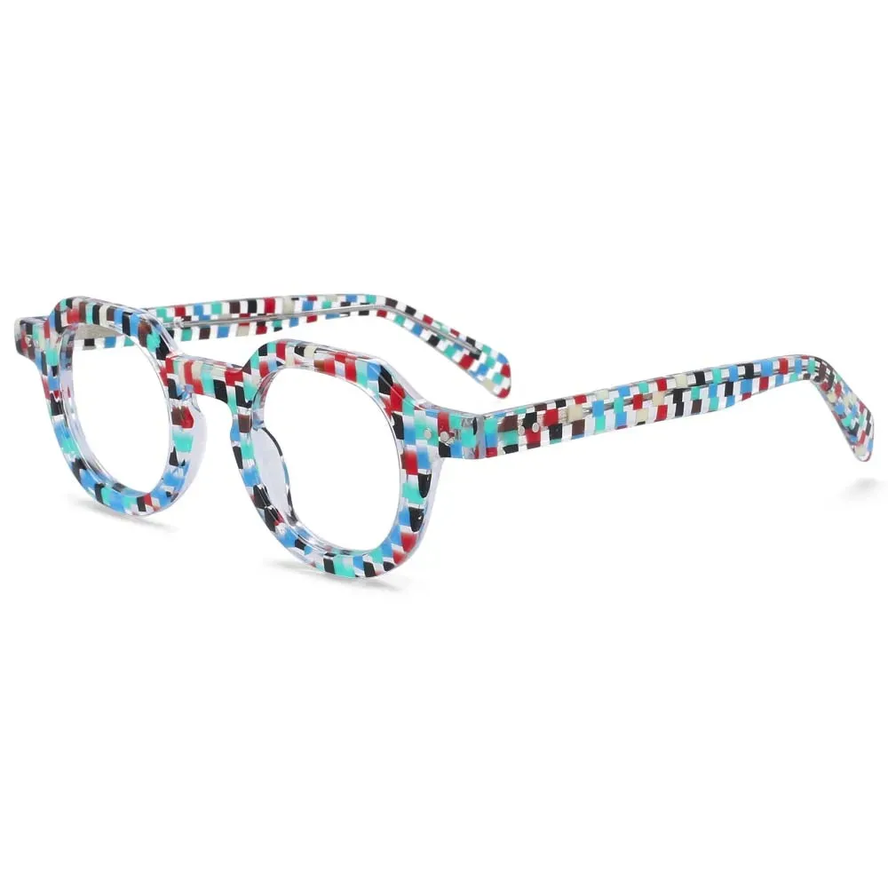 CCspace Unisex Full Rim Flat Top Round Acetate Reading Glasses R49875