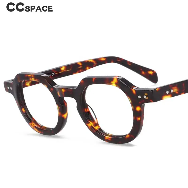 CCspace Unisex Full Rim Flat Top Round Acetate Reading Glasses R49875