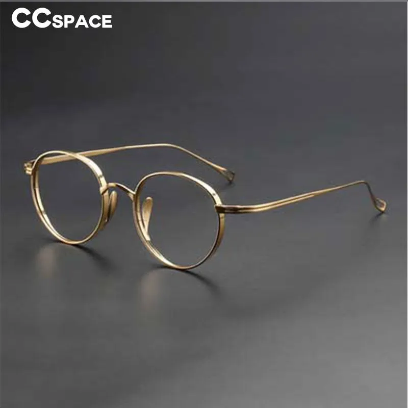 CCspace Unisex Full Rim Hand Crafted Round Titanium Frame Eyeglasses 54595