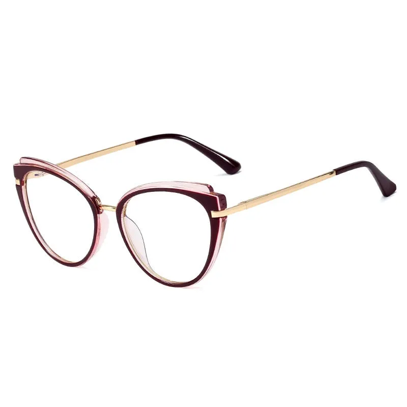 CCspace Women's Full Rim Cat Eye Tr 90 Titanium Frame Eyeglasses 48270