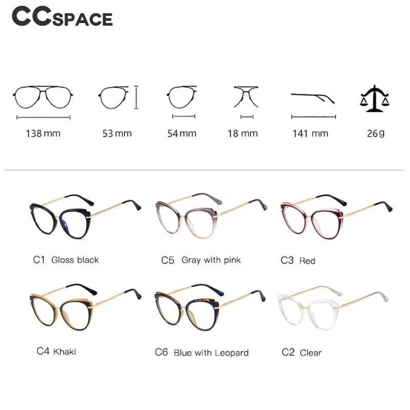 CCspace Women's Full Rim Cat Eye Tr 90 Titanium Frame Eyeglasses 48270