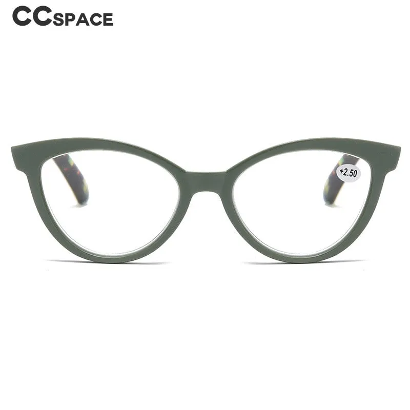 CCspace Women's Full Rim Large Cat Eye Acetate Hyperopic Reading Glasses 55809