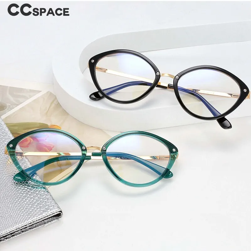 CCspace Women's Full Rim Oval Cat Eye Tr 90 Titanium Frame Eyeglasses 54497