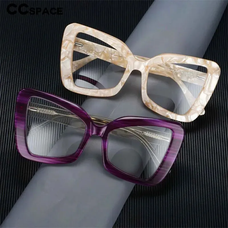 CCspace Women's Full Rim Oversized Butterfly Acetate Hyperopic Reading Glasses R54066