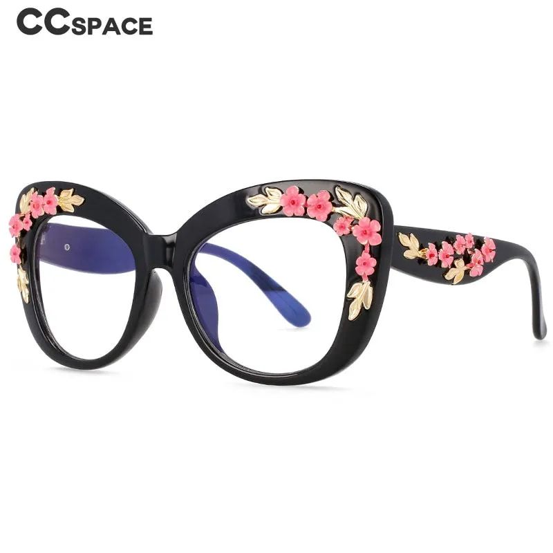 CCspace Women's Full Rim Oversized Square Cat Eye Resin Frame Eyeglasses 54442