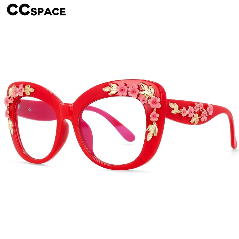 CCspace Women's Full Rim Oversized Square Cat Eye Resin Frame Eyeglasses 54442